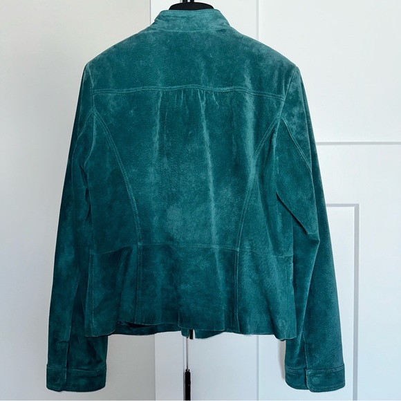 NWOT Casual Corner Teal Leather Suede Jacket size S - Picture 3 of 11